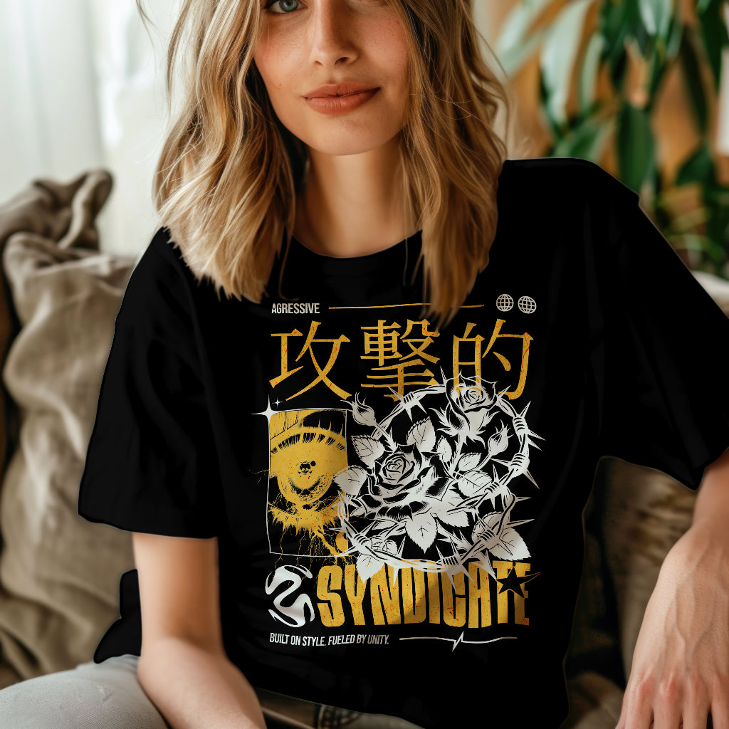 Aggressive Rose Syndicate Oversized T-Shirt