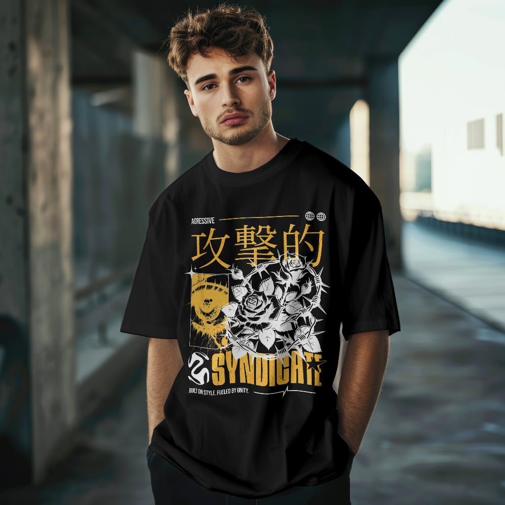 Aggressive Rose Syndicate Oversized T-Shirt